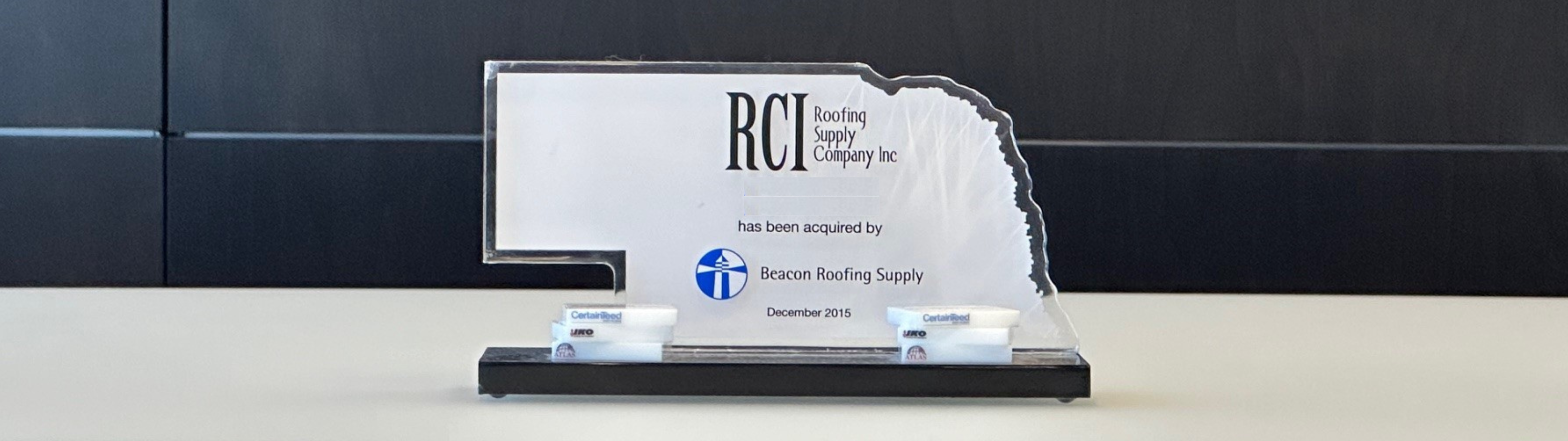 RCI ROOFING SUPPLY COMPANY, INC. cover